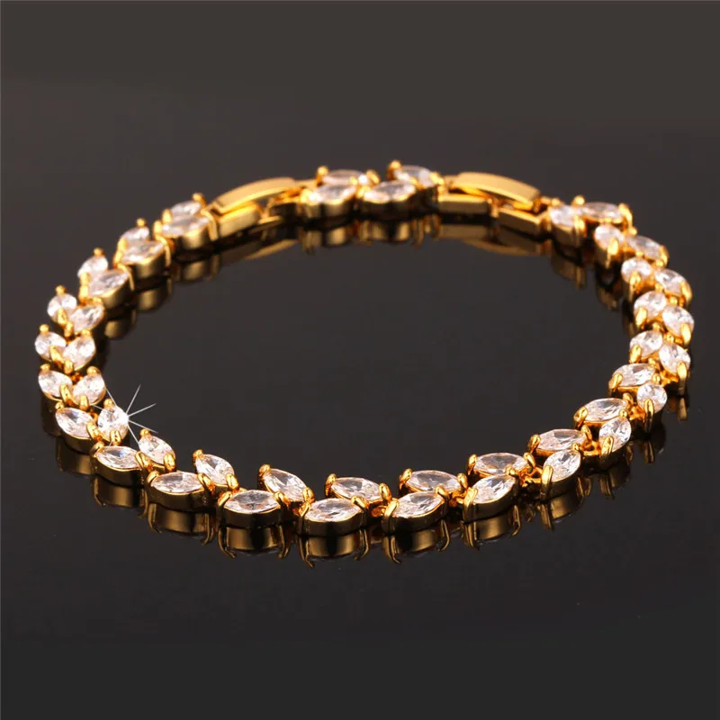 U7 Камни Циркон Браслеты Позолоченный Браслет с Фианитами Ювелирные Изделия Для