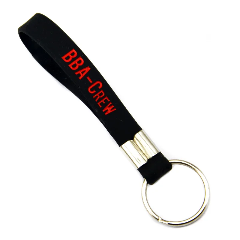 Debossed Custom Made Silicone Wristband Keychain