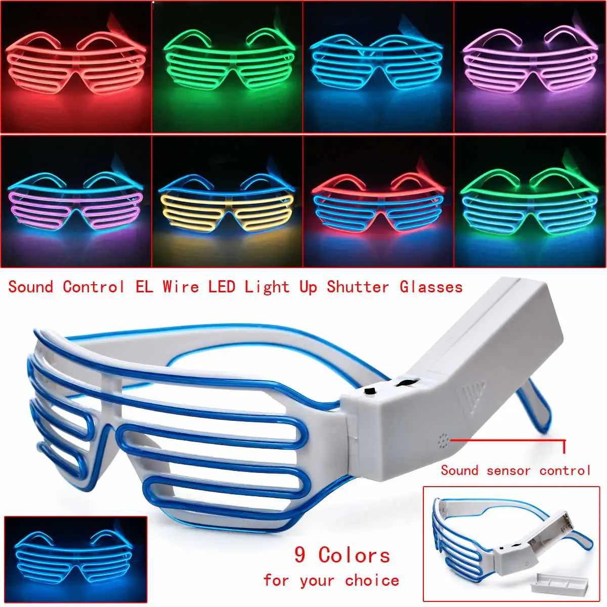 

7 видов цветов Светящиеся неоновые светодиодные очки EL Wire, светящееся декоративное освещение для вечеринки, классический подарок, яркий све...