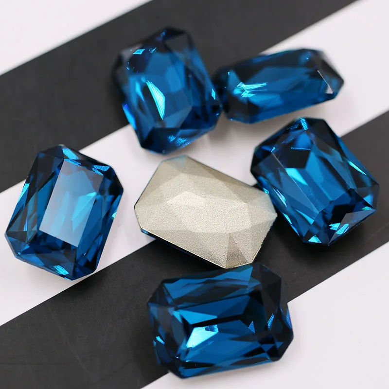 10x14mm 13x18mm Peacock blue Rectangular octagonal shape pointback crystal strass glass rhinestones diy clothing Accessories | Дом и сад