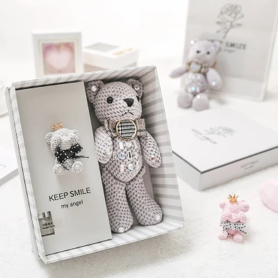 Gray bear 1 комплект Медведь Кролик Кукла маленький свежий творческий практичный День матери дочь сын девочка подарок бойфренду на день рождения коробка - Цвет: Gray bear
