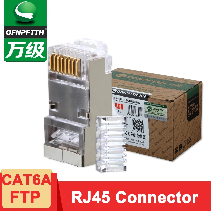 Соединитель RJ45 CAT6 CAT6A FTP 8P8C позолоченный сетевой кабель Модульный штекер 100