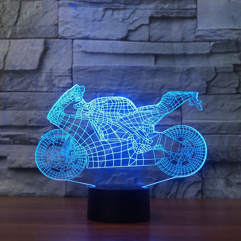 Гонки Moto Рисунок 7 Изменение Цвета 3D иллюзия ночника