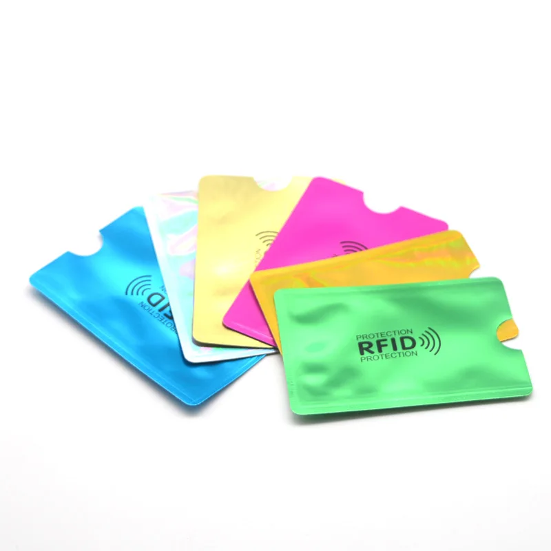 Многоцветный лазерный алюминиевый Анти Rfid Бумажник Блокировка считыватель