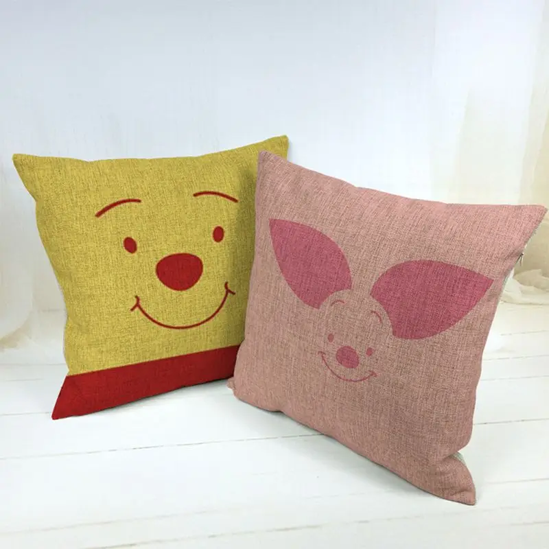 18 ''квадратная печатная льняная наволочка для подушки цветная мультяшная