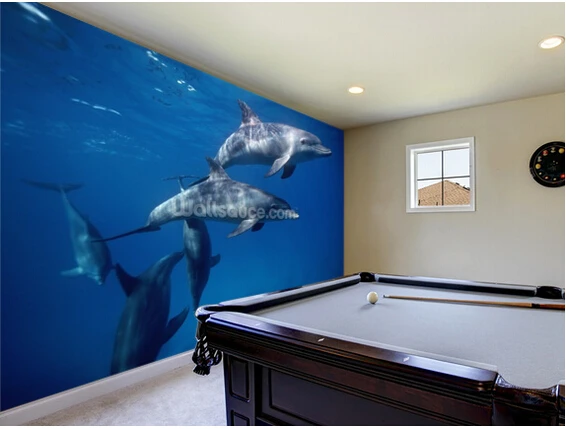 Обои на заказ для детей. Дельфины Красного моря. 3D панели с дельфинами детской