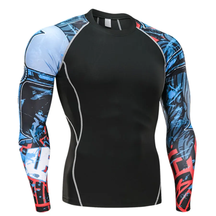 

rashguard men compression tights long sleeve t shirt S-4XL MMA Men's brand Clothing Tight Rashgard T-shirt Compression Men