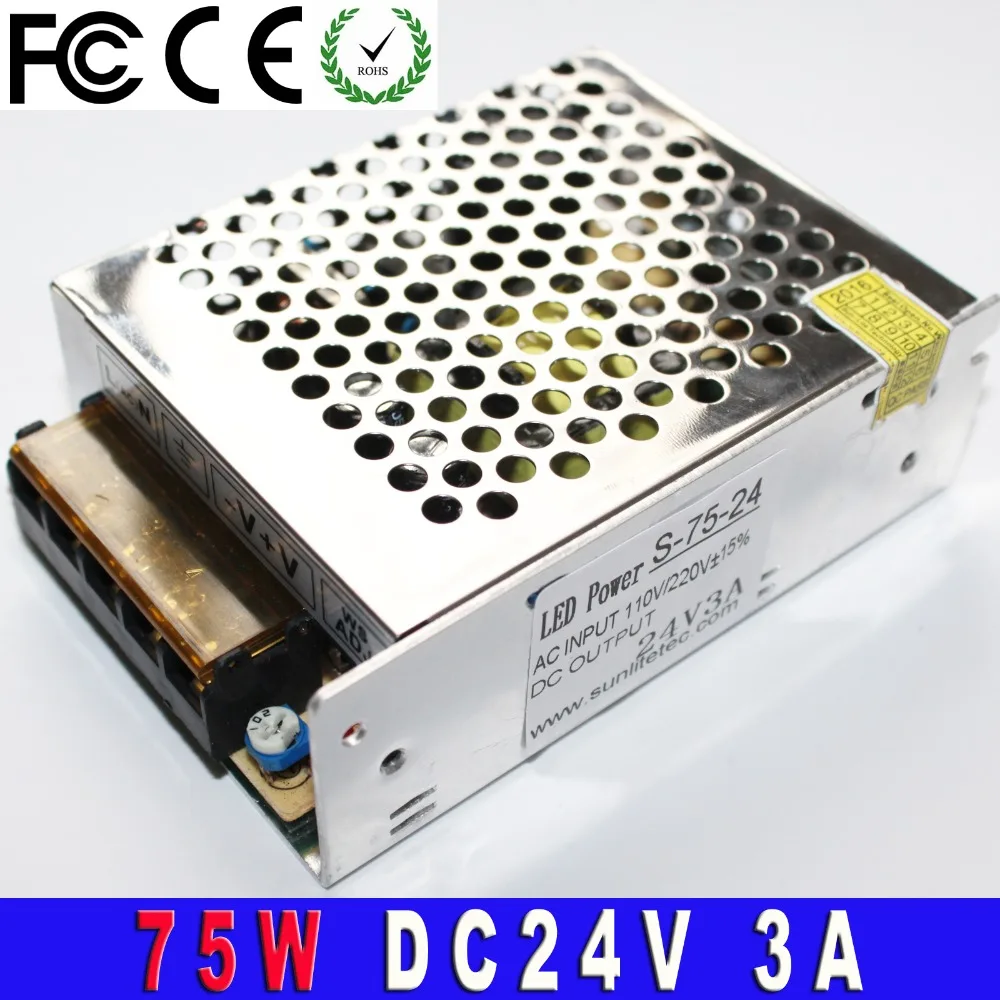 Светодиодные источники питания 3A 75 Вт DC24V трансформатор 100-240 В AC-DC 24 SMPS для