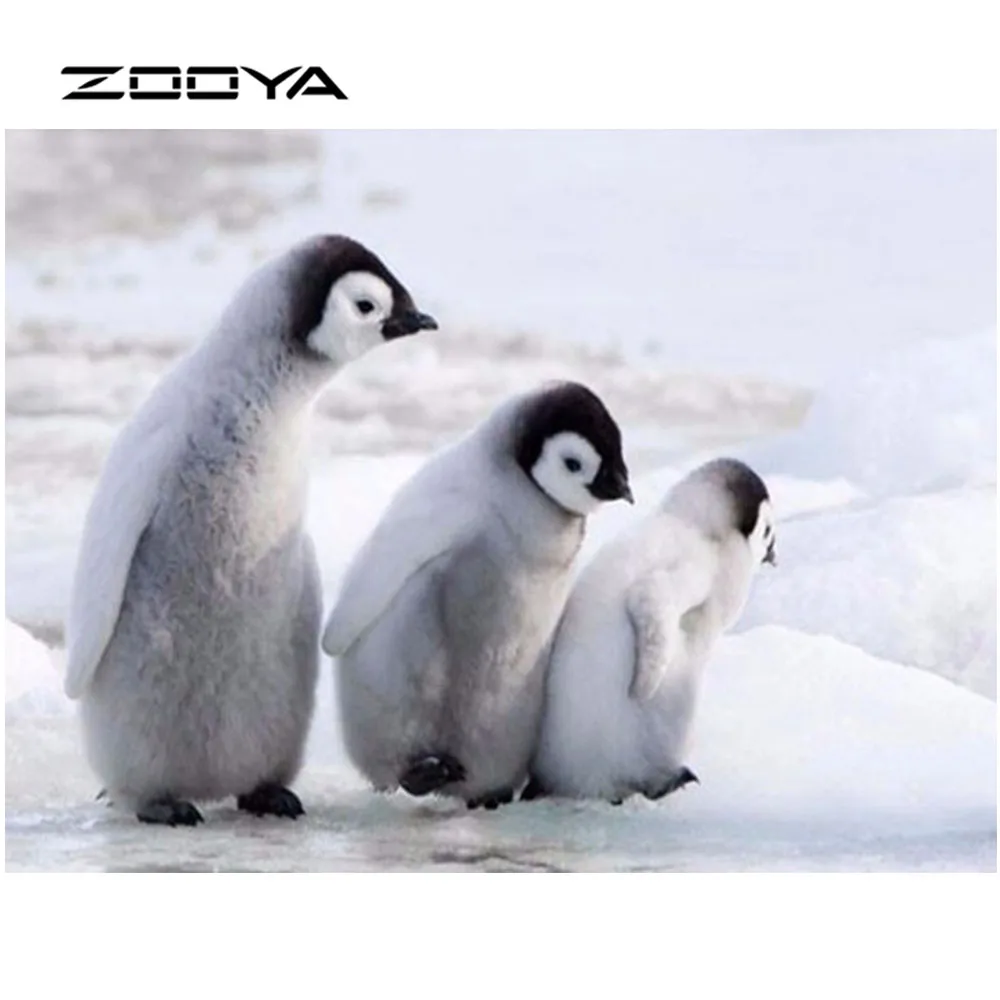 ZOOYA DIY Алмазная Вышивка картина три пингвина ходьба по снегу наклейки на стену ктузы по номерам наборы для вышивки крестом AT969