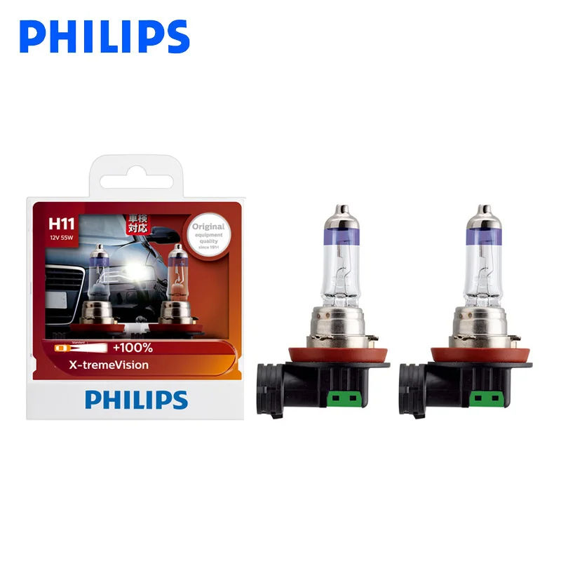 Philips H11 12V 55W PGJ19 2 X treme Vision автомобильная фара яркая лампа разрешение 100% больше