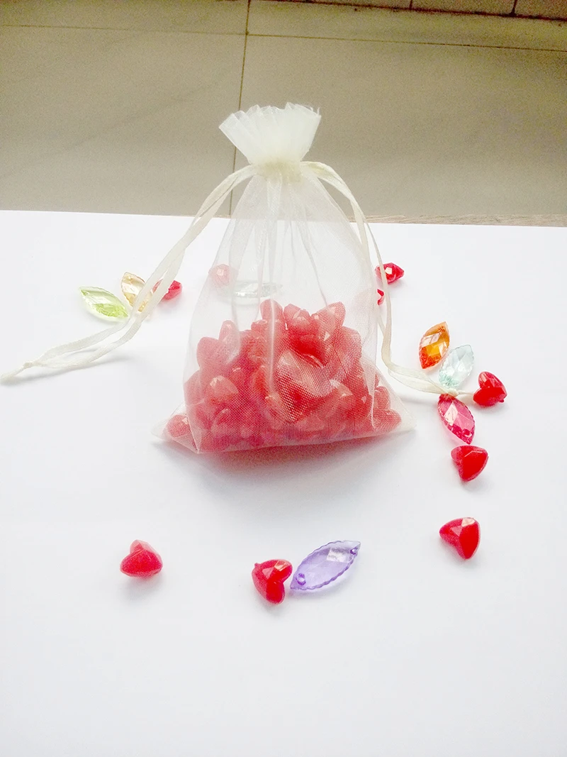 

100pcs 13*18 Beige gift bags for jewelry/wedding/christmas/birthday Organza Bags with handles Packaging Yarn bag