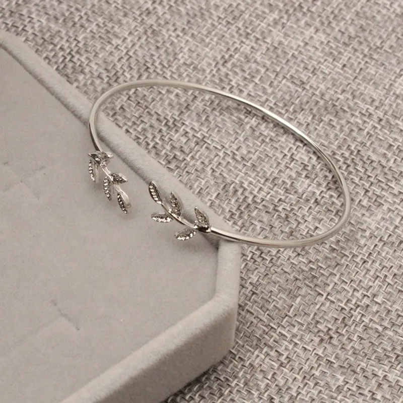 

2021 Hot New Leaves Gold Color & Silver Plated Bracelets Bangles Fashion Open Bangle For Women Cuff Bracelet Wholesale