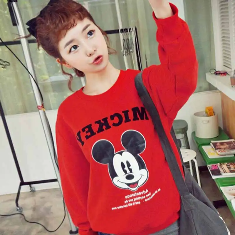 Микки Маус Пуловеры Женщин Толстовки Мода Длинным Рукавом Дна Тонкий Весна
