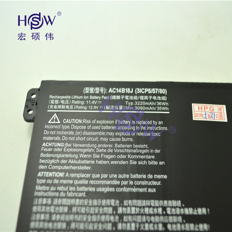 HSW Новый 11 4 В 36 wh ноутбука Батарея для Acer Aspire e3 111 V3 111P V5 122 KT0030G AC14B18J 4ICP5/57/80 bateria|battery