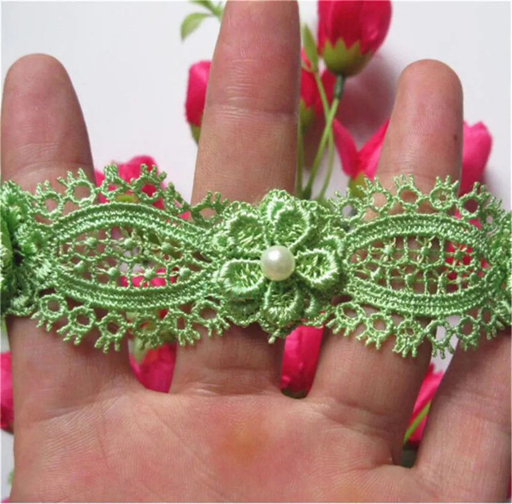 1 Meter 3cm Polyester Pearl Eyelash Lace Edge Trim Ribbon Fabric Embroidered Applique Sewing Craft Crochet Wedding Dress Clothes | Дом и сад
