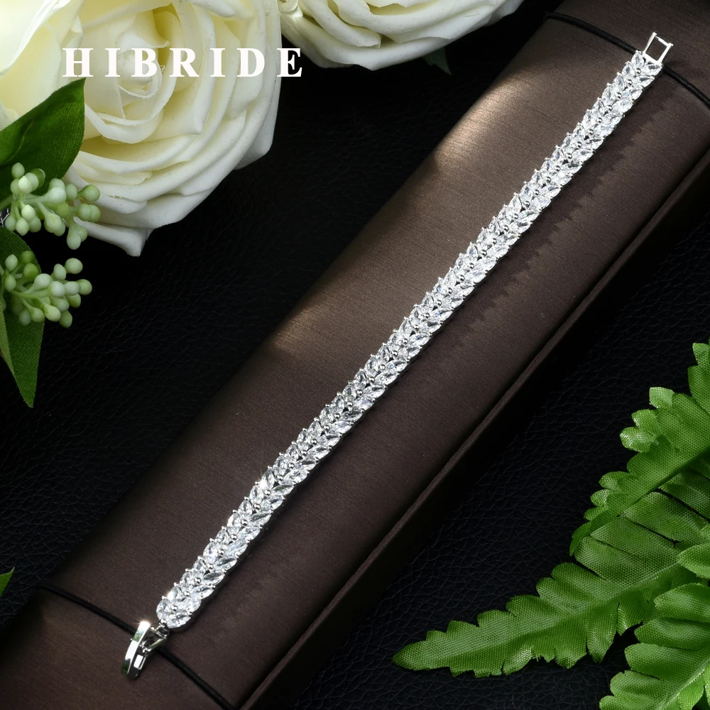 

Женский браслет с фианитом hibrid, модный браслет белого цвета с кристаллами из фианита, B-97, 2019