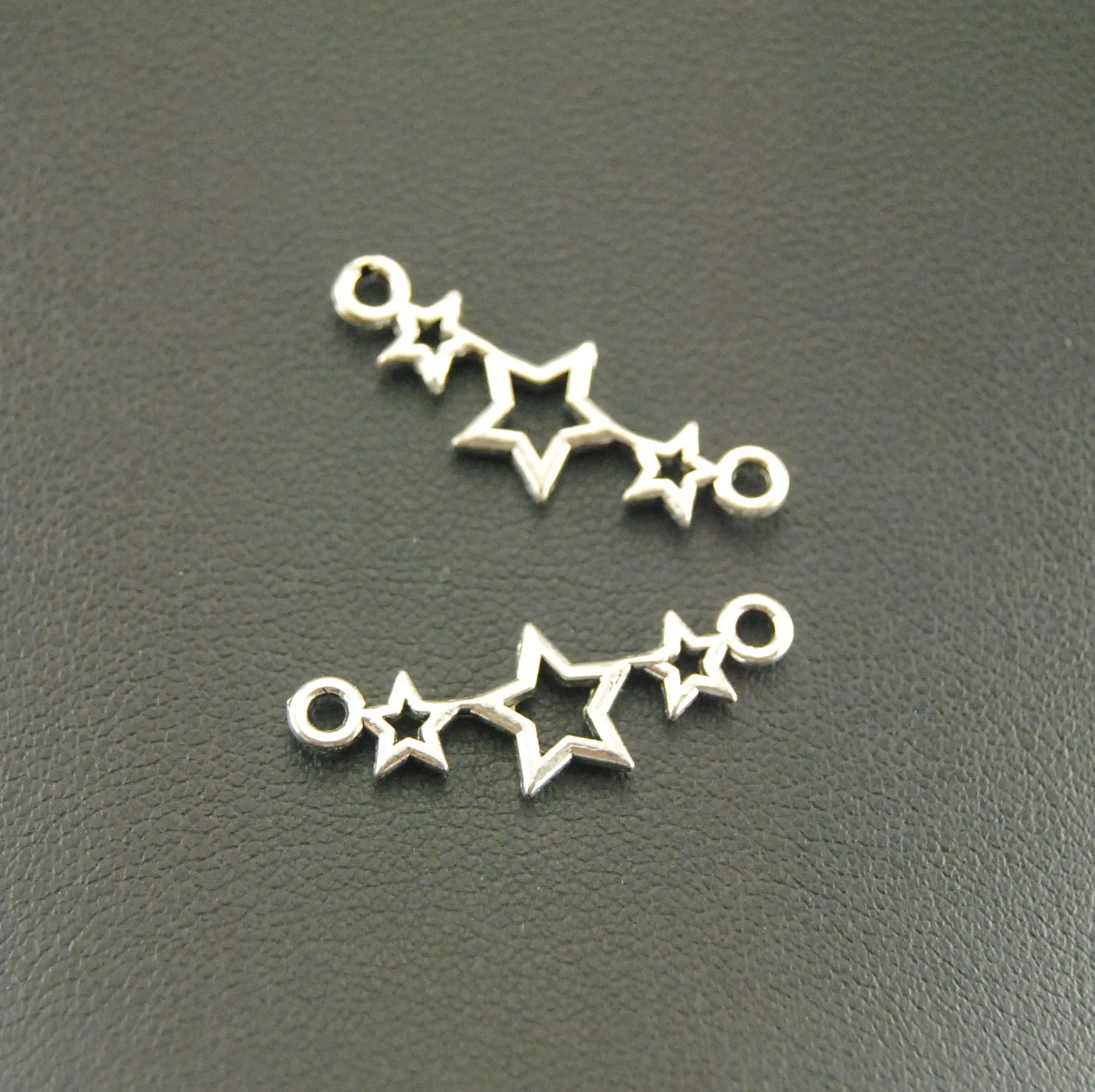 

10pcs Silver Color Star Connector Charm Bracelet Necklace Jewelry Making Handmade DIY 25x9mm A892
