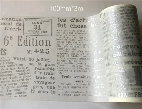 Бумажная лента васи, 100 мм х 3 м, винтажная широкая Серебристая Маскировочная лента для газет и английских букв, Япония
