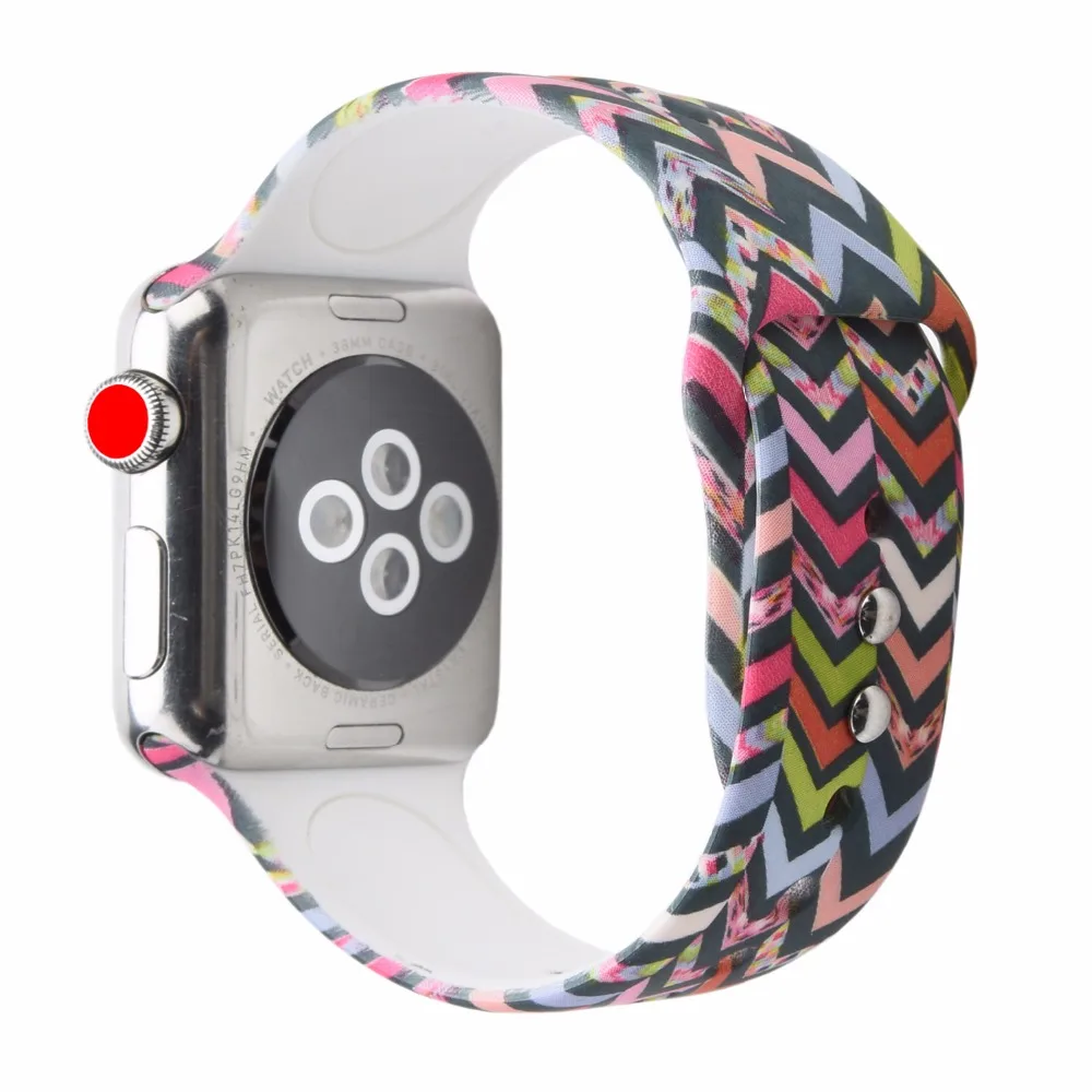 Мягкий силиконовый с цветочным рисунком ремешок для часов Bemorcabo для Apple Watch 4 3 2 1 aple Watch Band 38 мм 42 мм 44 мм браслет