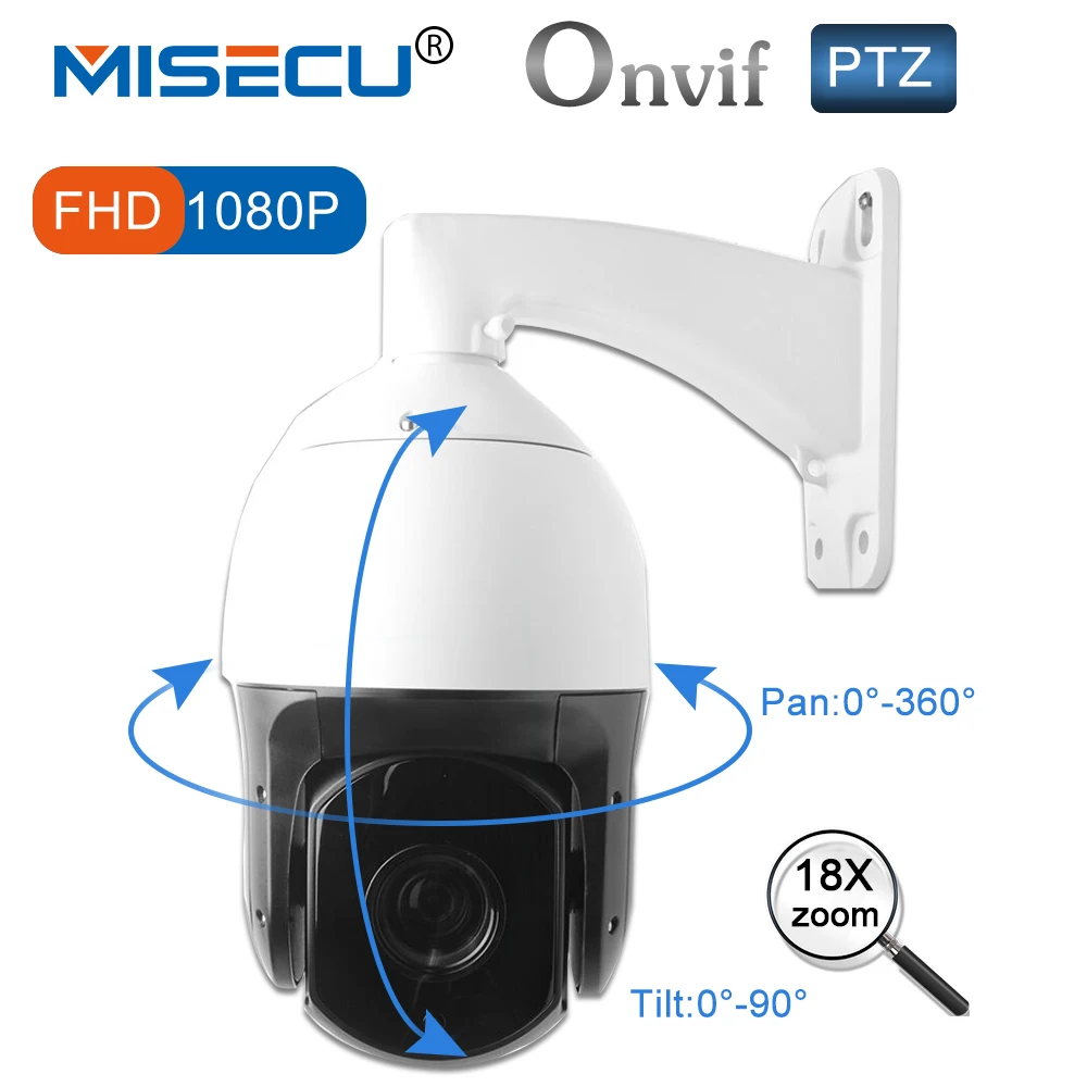 MISECU 1080 P PTZ IP Камера Открытый Onvif 18X зум Водонепроницаемый мини Скорость купол 2MP H.264