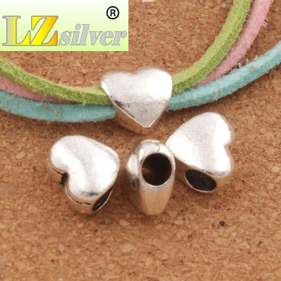 

Smooth Heart Big Hole Beads 11.5x11mm 100pcs zinc alloy Spacers Fit European Charm Bracelet L1304