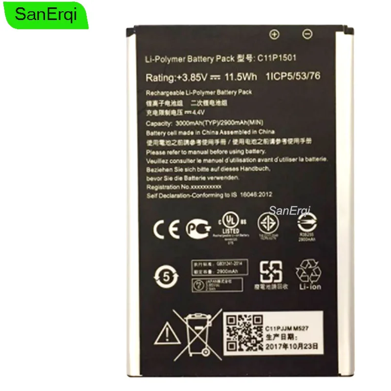 

C11P1501 For ASUS ZenFone2 Battery Laser ZE550KL ZE601KL Z00LD Z011D ZD551KL 3000 mAh Z00UD 2 5.5"/6" selfie SanErqi