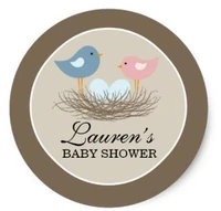 1 5inch twin boy baby birds nest baby shower classic round sticker