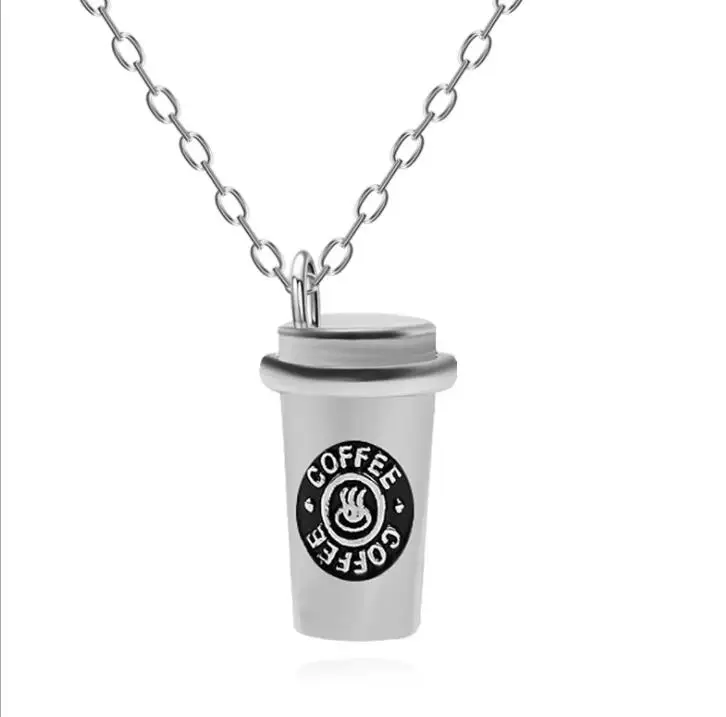 necklace Унисекс кофе брелок в виде чашки кулон ожерелье набор лучшие друзья хип хоп 3D для женщин мужчин детей Дружба Ювелирные изделия подарок - Цвет: necklace