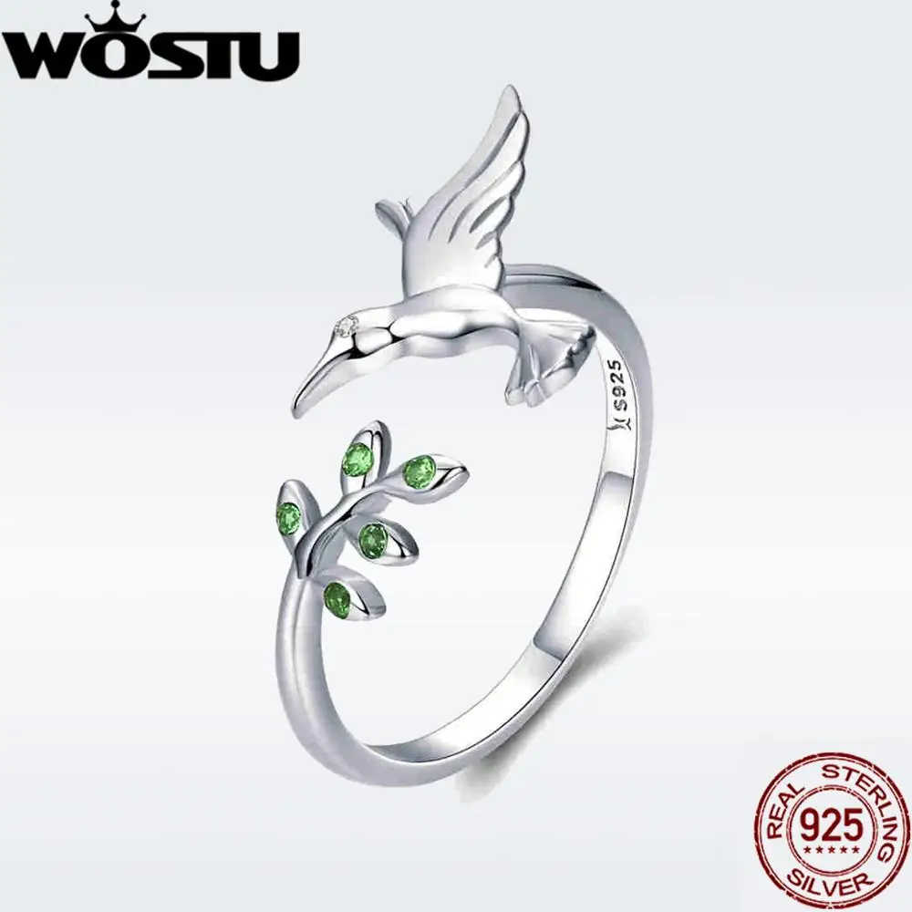 WOSTU Новое 925 пробы Серебряное винтажное стильное прозрачное CZ регулируемое кольцо для женщин модное S925 Серебряное ювелирное изделие подарок DXR313
