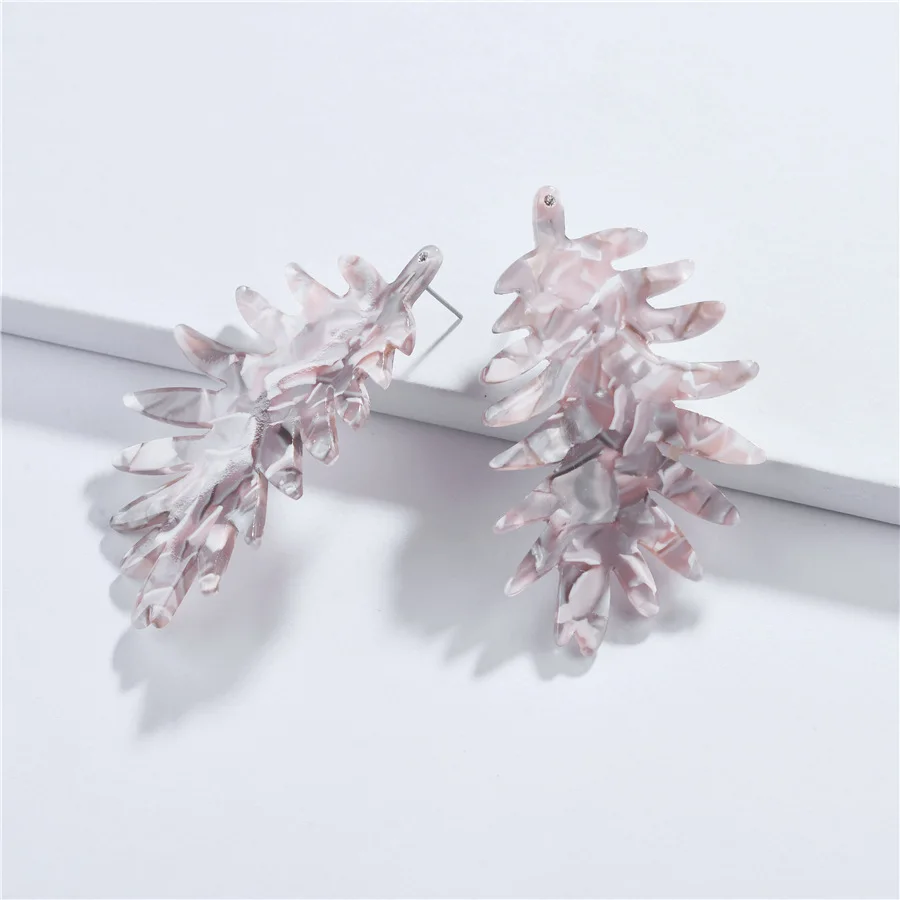 European Popular New Trendy Branch Plant Tree Leaf Resin Acrylic Earrings Women Statement Earring | Украшения и аксессуары