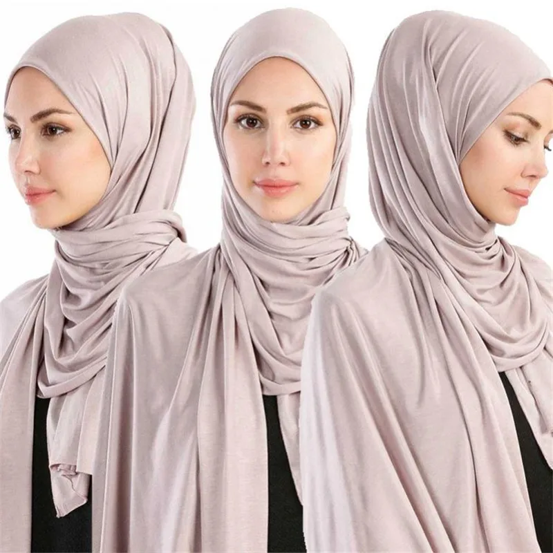 Мусульманский хиджаб из Джерси шарф для женщин femme musulman hijabs Исламские шали/тюрбаны и обертывания сплошной модальный головной платок для женщин