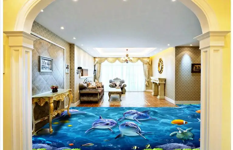Custom photo Waterproof floor wallpaper 3 d tile map 3d mural PVC self-adhesion wallpaer | Обустройство дома