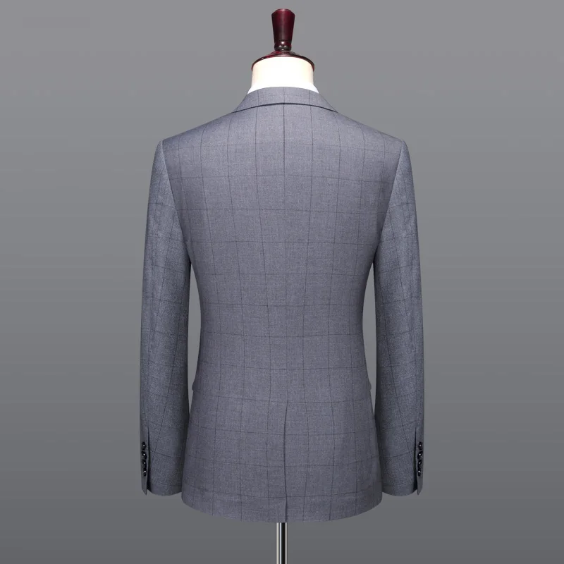 men suit 2018 summer smart casual single breasted plus size mens suits with pants prom suits men suits for wedding grey plaid