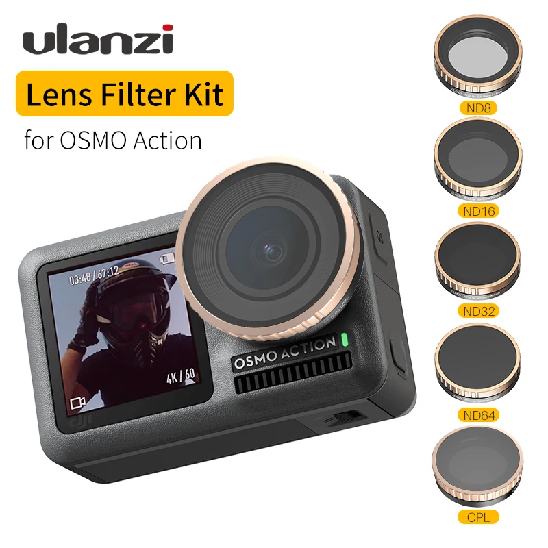 

2021 Newest Ulanzi CPL ND Filter for Dji Osmo Action ND8 ND16 ND32 ND64 Optical Glass Action Camera Lens Filter for Osmo Action