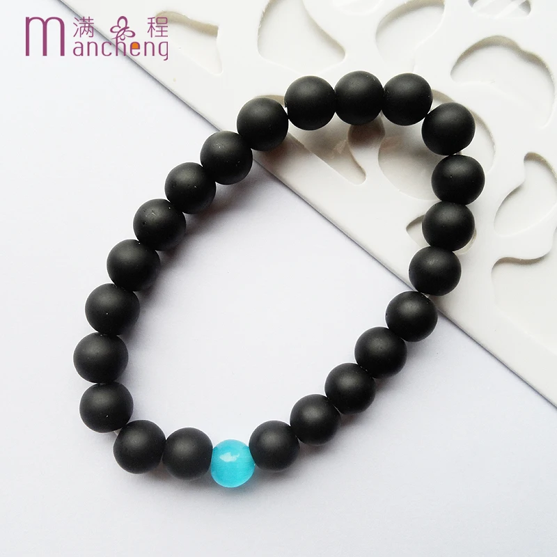 Женский Круглый обсидиановый браслет с бусинами диаметром 7 дюймов 8 мм|bracelets