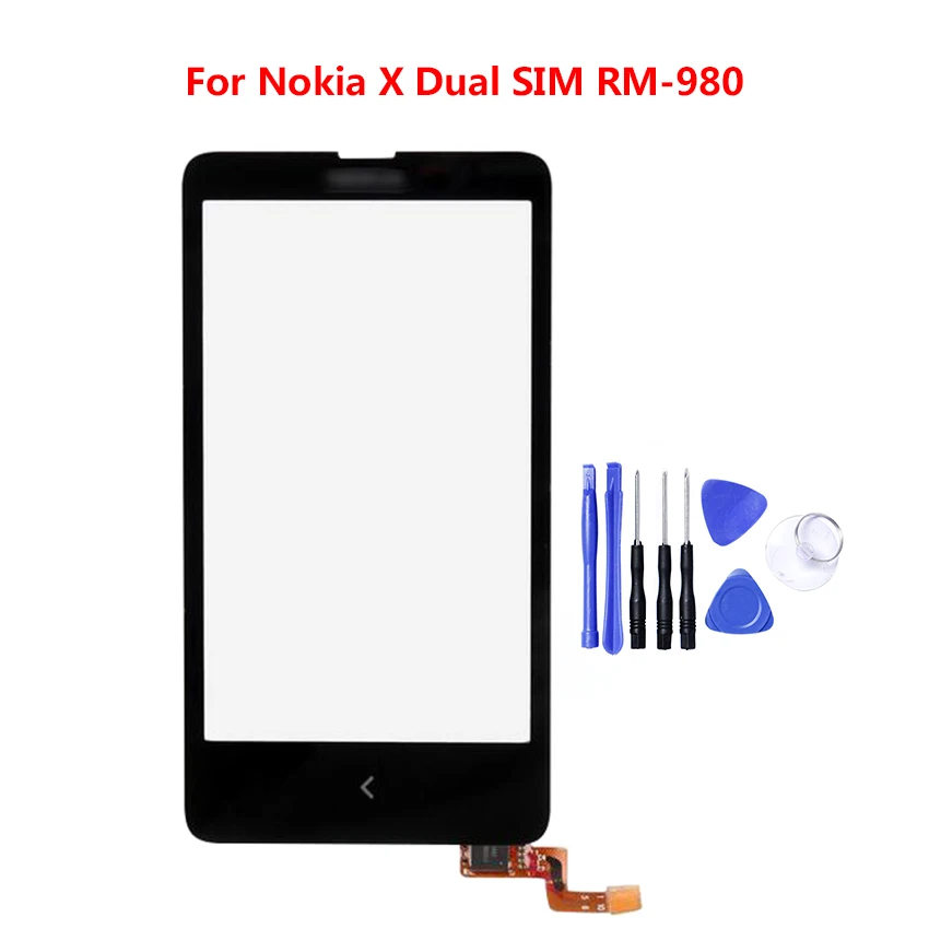 Стеклянный объектив сенсорного экрана с дигитайзером для Nokia X Dual SIM RM 980