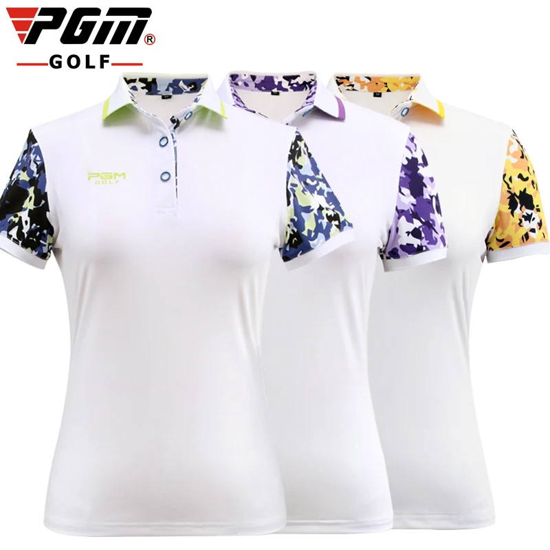 PGM Golf Polo T-shirt Women Camouflage Elasticity Brand Breathable Anti Sweat Women's Sport Clothes Free Shipping | Спорт и