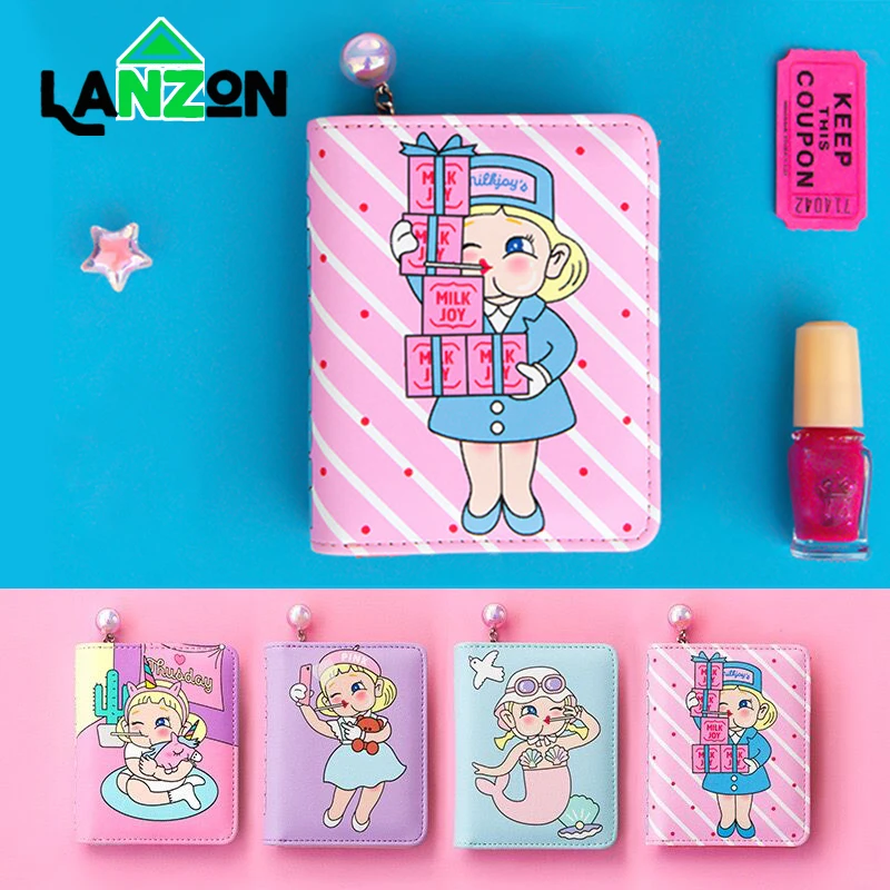 Lanzon короткий кошелек с единорогом для девушек красивый на молнии застежкой монет