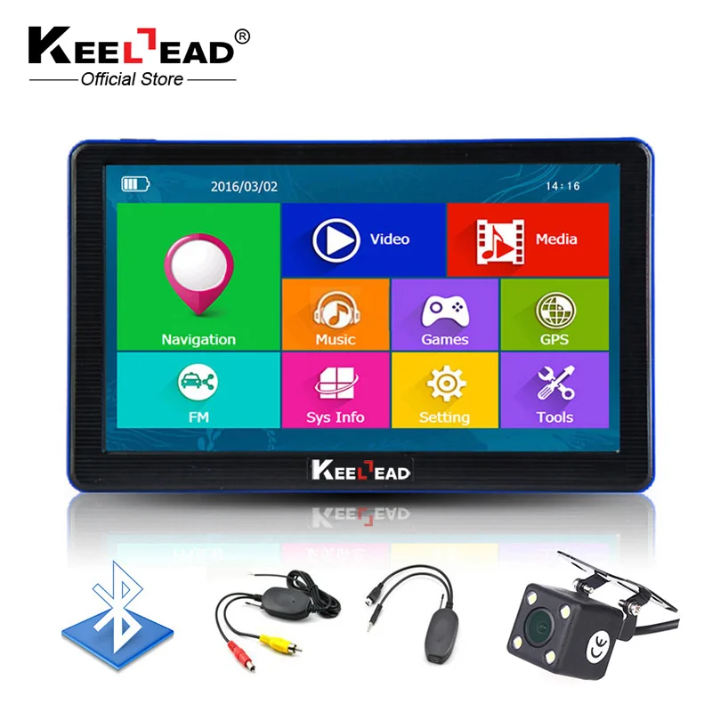 Автомобильный навигатор KEELEAD 7 дюймов HD GPS 8 ГБ Android Wince bluetooth AV in для России Европы