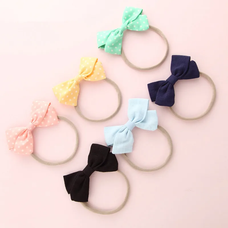 

15 pcs/lot, Fabric Sailor Bow Nylon Headband, Polka dot Fabric bow headbands Hair Accessories