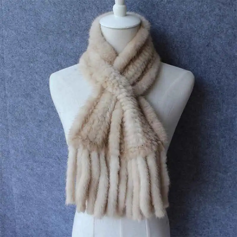 

JKP Mink Fur Scarves Autumn and Winter Knit Mink Fur European Fur Scarf Women's New Style Warm Multi-Color Optional Scarf