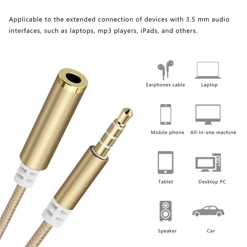 Earphone Extension Cord 4 Sections 3.5MM 100cm Male To Female Audio Cable Braided Wire Phone Aux for Computer|earphone extension cord|audio