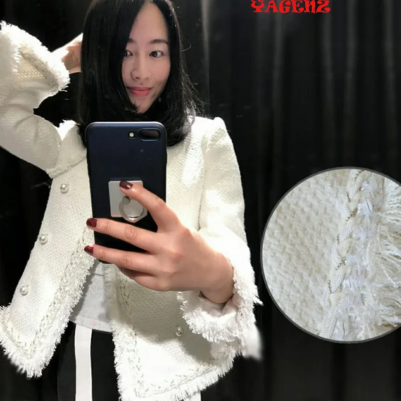 Осенний короткий кардиган из японской импортной ткани модная белая классическая