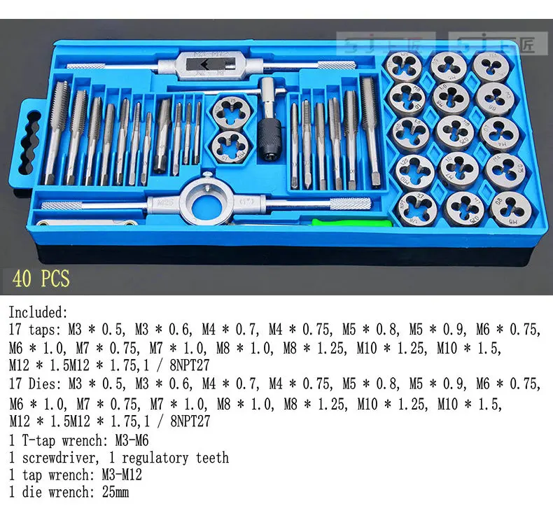

Taps Banya Hardware Tools / hand tapping wrench Banya cutter hand /40PCS