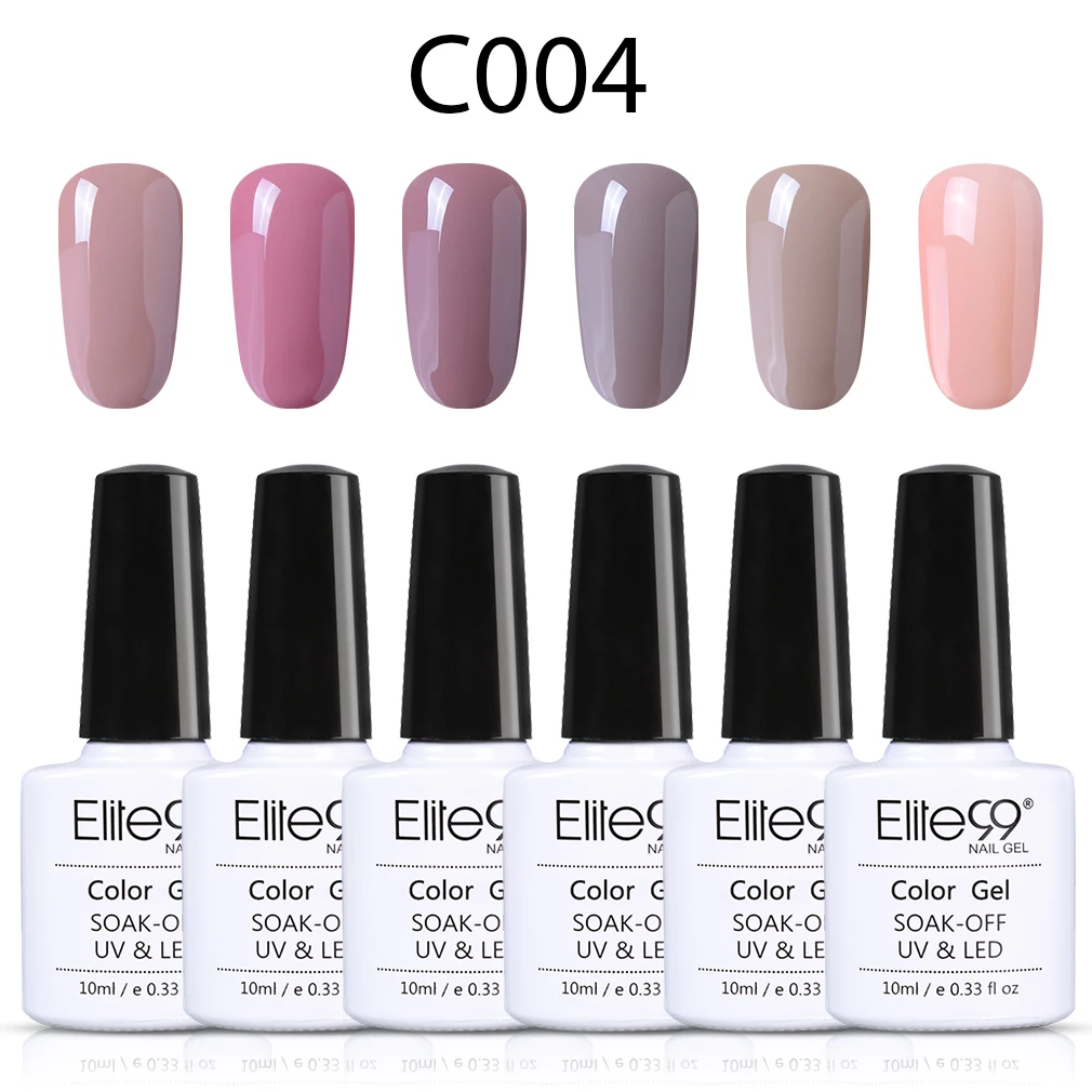 C004 Elite99 6 шт./партия 10 мл Гель-лак замачиваемый Гель-лак для ногтей телесный красный лак для ногтей УФ-гель для ногтей Полупостоянный лак для ногтей - Цвет: C004