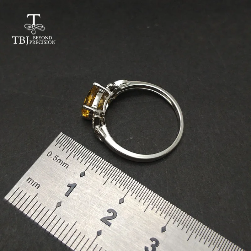 TBJ 100% Серебро 925 пробы с натуральным цитрином для женщин женские кольца