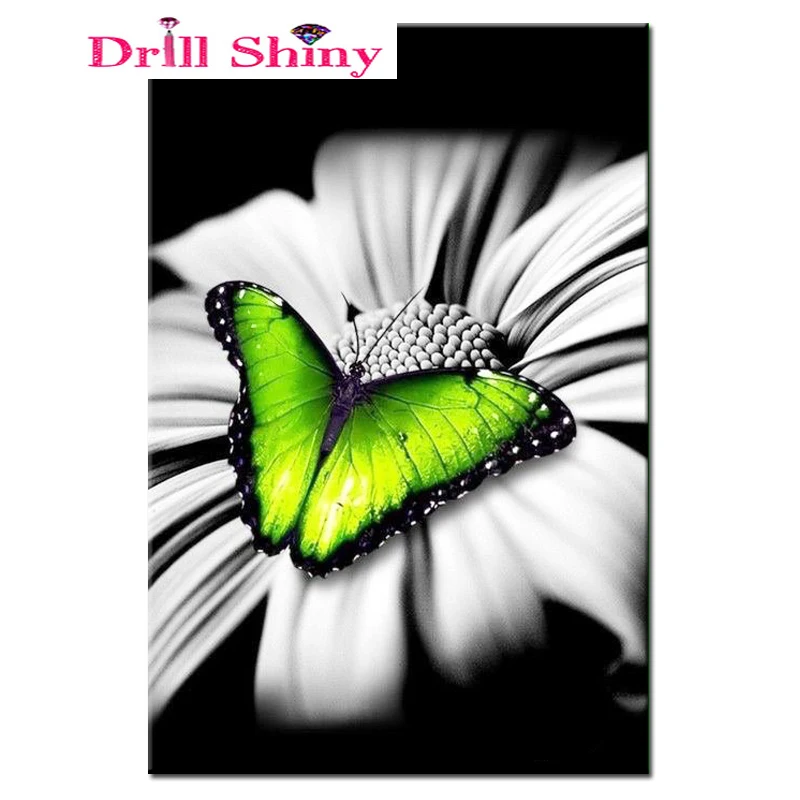 Алмазная вышивка 5D &quotсделай сам&quot алмазная живопись с белыми цветами зелеными