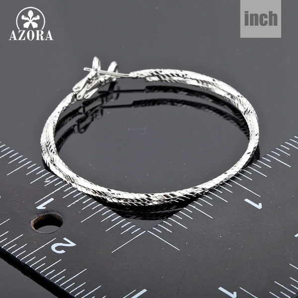 Классические круглые серьги кольца AZORA TE0024 белого и золотого цвета|hoop earrings|round hoop
