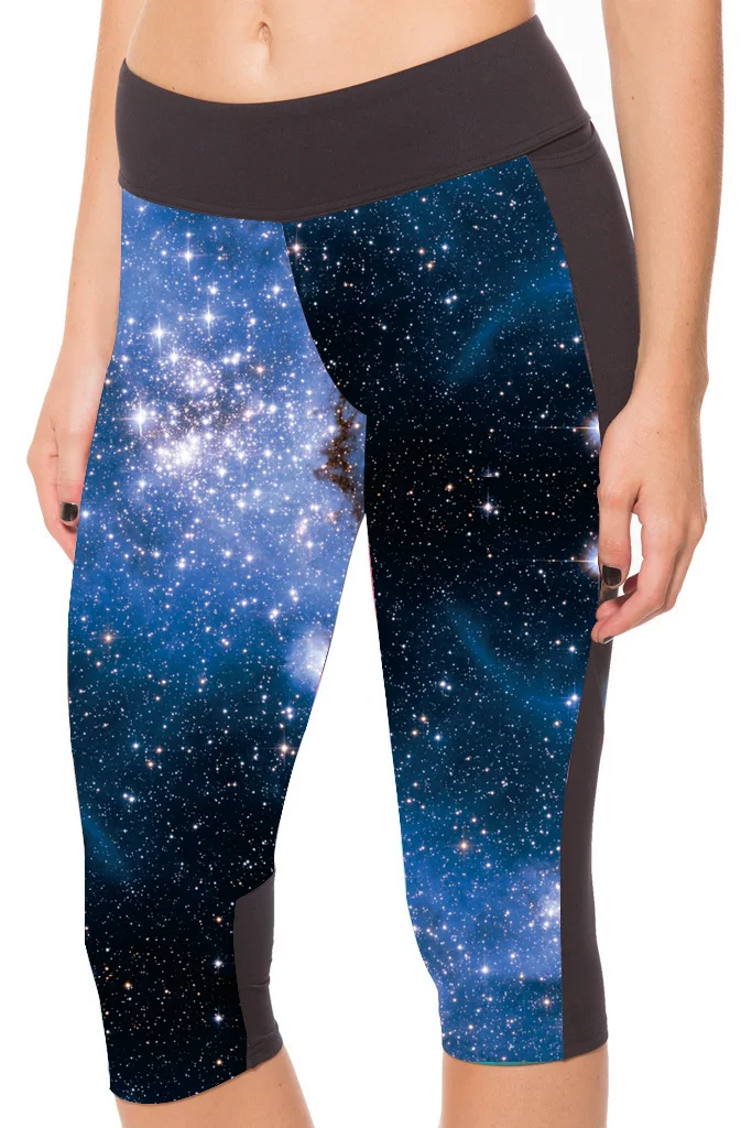 Модные женские брюки с 7 точками Новые укороченные Леггинсы галактика небесная