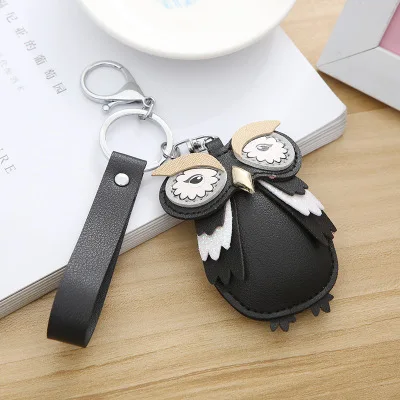 Black Корейский стиль Мини милый Kawaii сова брелок для ключей для девочек брелок для ключей Автомобильный ключ держатель женский мужской сумки Шарм аксессуары на кольцо для ключей подвеска подарки - Цвет: Black